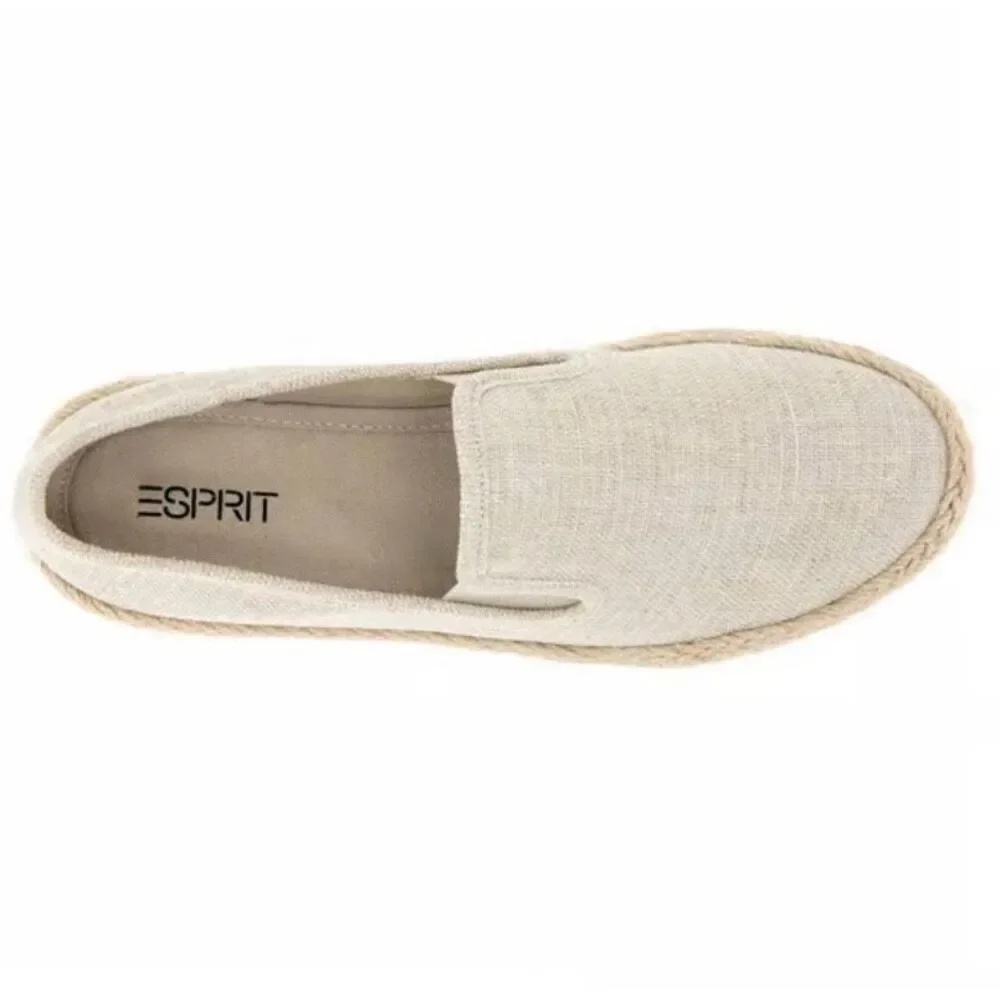NWT Esprit Nadine 9.5 Memory foam Slip On Natural Linen Tan Espadrille Sneakers